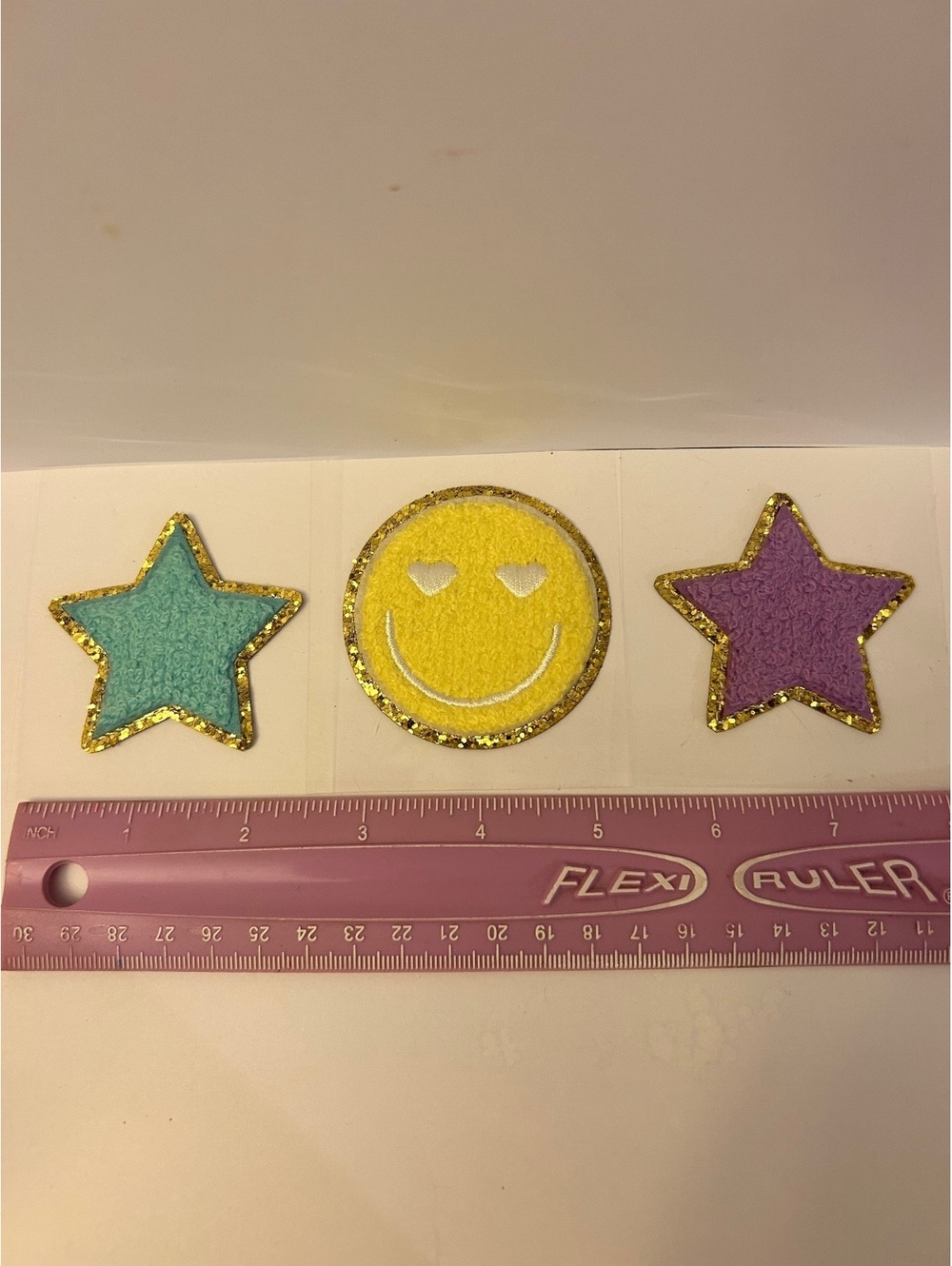 Set of 3 Embroidered Sticker Patches - Star and Smiley Face Designs